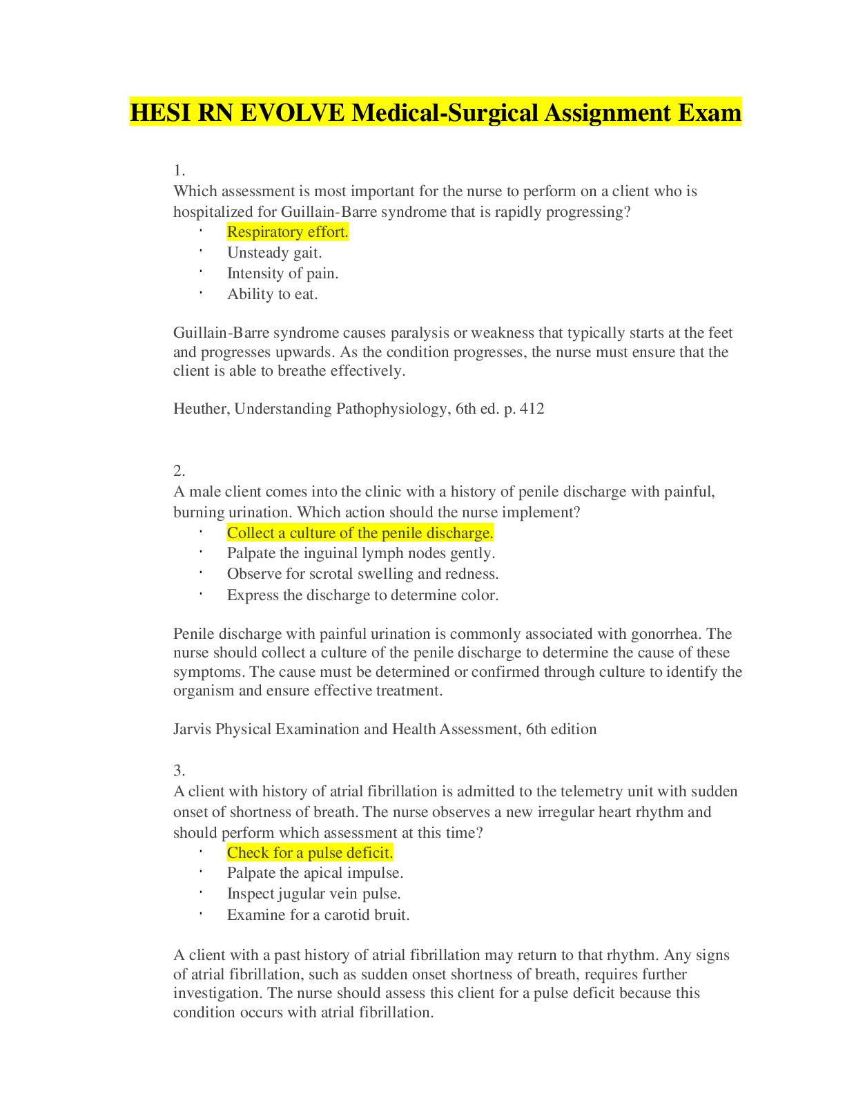 Preview image for HESI Med-Surg Exam